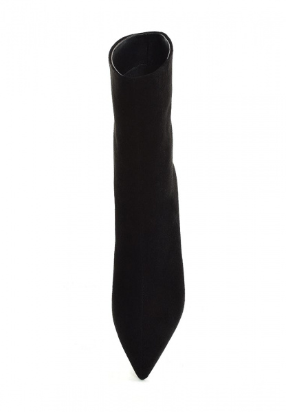 Ботильоны с острым носом из замши на шпильке черные
